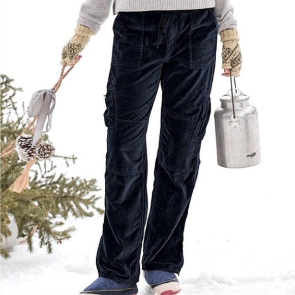 Sundance Pants & Jumpsuits Sundance Nightfall Velvet Cargo Pants Drawstring Black 8 Petite
